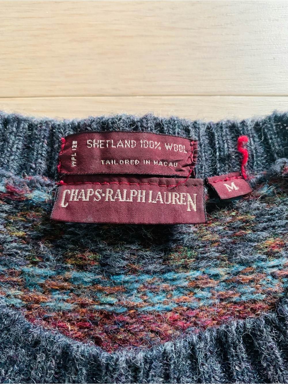 Vintage 80s Chaps Ralph Lauren 100% Shetland Wool Fair Isle Nordic Ski Sweater - Picture 2 of 11